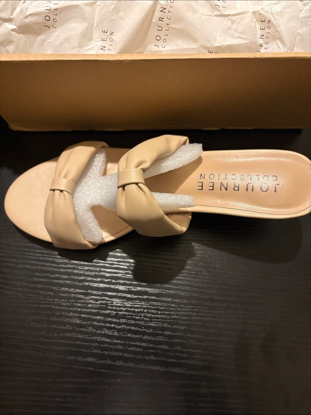 Journee Collection Tan Knotted Slide Mule Size 7